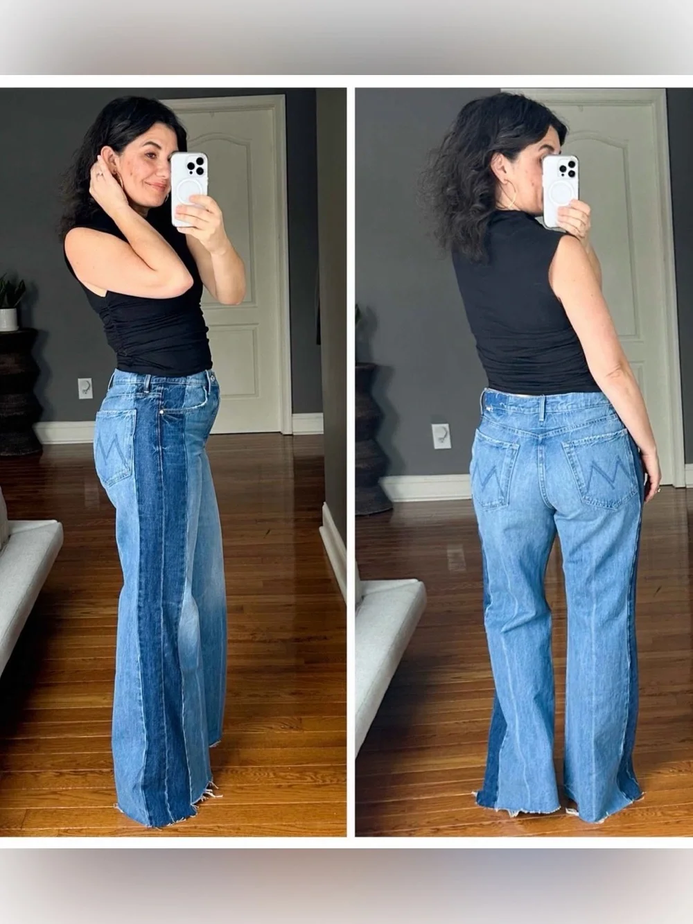 Mother The Tux Sidestepper Sneak Fray “Double Stacked” two-tone Jeans 29 - Picture 1 of 16